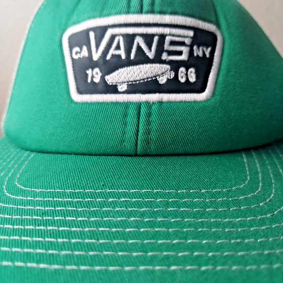 VANS Classic Patch Trucker Hat Green One Size Adjustable Mesh Snap Back Skater - Picture 5 of 9